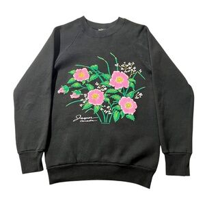 Vintage Fruit Of The Loom Wild Rose Flower Jasper Canada Nature Sweatshirt S